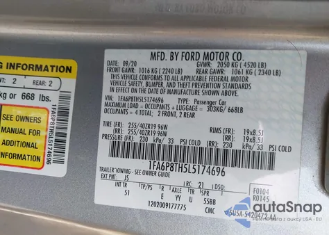 2020 Ford Mustang Ecoboost Premium Fastback из США, поврежденный, VIN 1FA6P8TH5L5174696